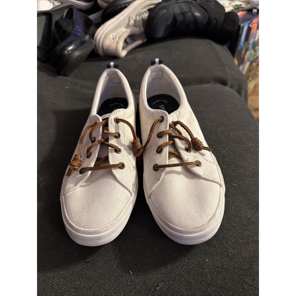Sperry‎ Women's Pier Wave White Canvas Sneakers Size 9.5